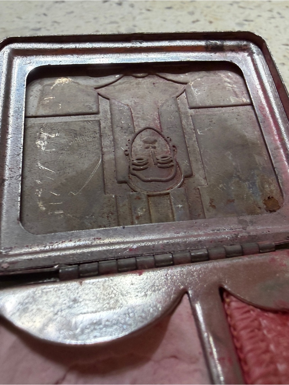VTG 1930 Art Deco Enamel Double Vanity Compact Stylized Flapper Motif Rouge Puff - Picture 14 of 16